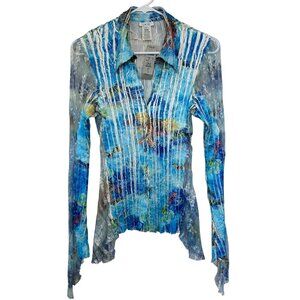 Cache Vtg Y2K Crinkle Satin Long Sleeve Top Size M NWT Mermaid Fairy Deadstock